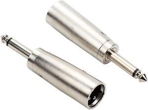 2Pcs Silver 3P XLR Plug To 6.5 Mm Plug Male Audio Adapter 6.5mm Male To 3 Pin XLR Mono Microphone Connector
