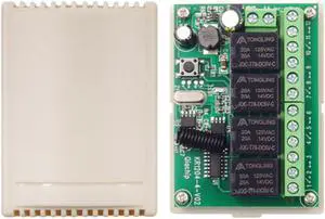 Hot Selling 433MHz Universal Remote Control DC 12V 24V 4CH RF Wireless Relay Receiver and Transmitter,for Garage/Light/Motor/LED