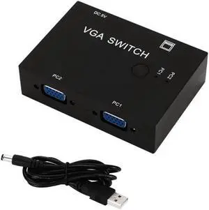 2 In 1 Out VGA Switcher 2 Port VGA Switch Box VGA for Consoles Set-top Boxes 2 Hosts Share 1 Display Notebook Projector