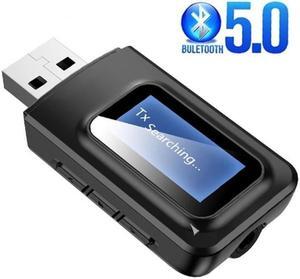 USB Bluetooth Receiver Transmitter Audio Bluetooth 5.0 Adapter for Car PC TV HD HiFi Receptor Wireless Adapter LCD 3.5MM AUX