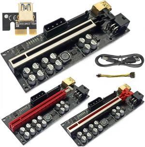 PCI Express 1X to 16X Reinforce 009S PCI-E Riser Card SATA 6Pin Power 0.6M 1M USB3.0 Cable for Graphics Card