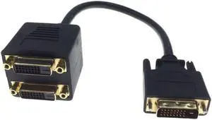 1x2 DVI Splitter Adapter Cable 1-DVI Male To DVI24+1 Female 24K Gold Connector for HD1080P HDTV Projector PC Laptop