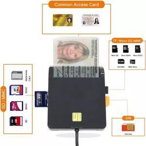 Multi-Function ID Card Reader Black Smart Tax Return Bank ID Card Reader Sim Phone Card Smart Chip Reader LED indicator