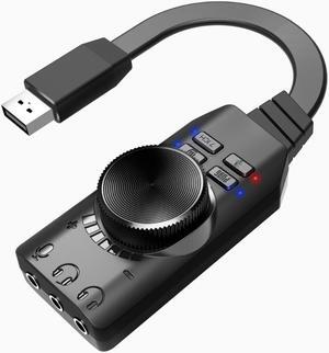 7.1Channel External USB Computer Game Sound Card for PUBG Gaming External Audio Card 3.5mm USB Adapter Plug and Play PC Laptop