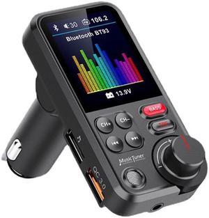 Bluetooth Car Wireless FM Transmitter Radio Adapter Aux QC3.0 Charging Treble Bass Sound Music Player 1.8"QC3.0 PD USB Charger