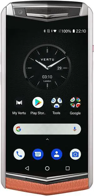 Vertu ASTER P Ti Silver Unlocked Android Smartphone,6G+128G,Titanium Alloy Frame & Sapphire Crystal Screen,Calf Leather Craft Dawning Orange