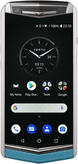 Vertu ASTER P Ti Silver Unlocked Android Smartphone,6G+128G,Titanium Alloy Frame & Sapphire Crystal Screen,Calf Leather Craft Gentleman Blue