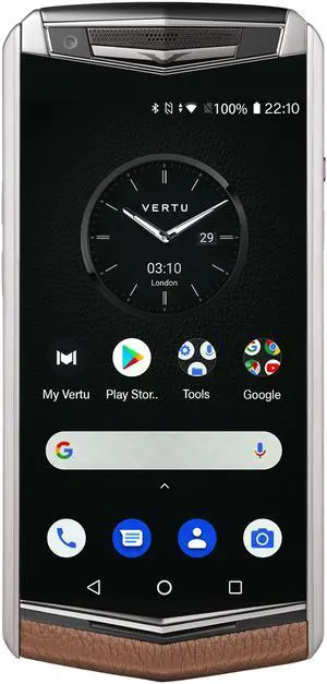 Vertu ASTER P Ti Silver Unlocked Android Smartphone,6G+128G,Titanium Alloy Frame & Sapphire Crystal Screen,Calf Leather Craft Caramel Brown