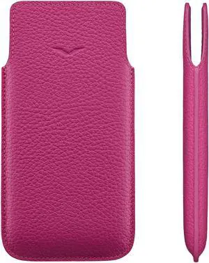 Vertu Calf Leather Phone Case for iVERTU, Wear-Resistant Shockproof Slip Phone Bag, Handmade Business Phone Case Multi-Color Pink