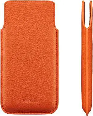 Vertu Calf Leather Phone Case for iVERTU, Wear-Resistant Shockproof Slip Phone Bag, Handmade Business Phone Case Multi-Color Orange