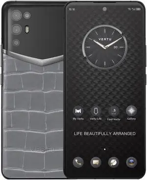 Vertu iVERTU 5G Unlocked Android Smartphone,12G RAM + 512G ROM,64MP Camera,Dual-SIM Cell Phone,Alligator Leather Craft Grey