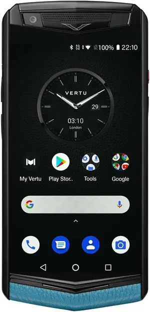 Vertu ASTER P Gothic Unlocked Android Smartphone,6G+128G,Titanium Alloy Frame & Sapphire Crystal Screen,Calf Leather Craft Gentleman Blue