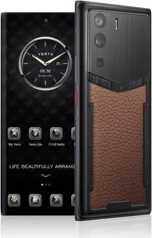VERTU METAVERTU Calf Leather Web3.0 Cell Phone 5G Unlocked Smartphone with Vshot NFT 64MP Camera 12G RAM + 512G ROM +10T IPFS Storage Dual Sim Caramel Brown
