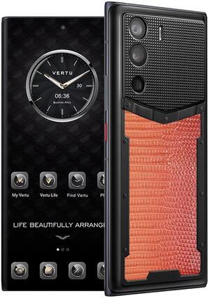 VERTU METAVERTU Lizard Leather Web3 Cell Phone 5G Smartphone with Dual Sim 64MP Camera 12G RAM + 512 ROM + 10T IPFS Storage Craft Gradient Orange