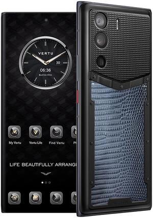VERTU METAVERTU Lizard Leather Web3 Cell Phone 5G Smartphone with Dual Sim 64MP Camera 12G RAM + 512 ROM + 10T IPFS Storage Craft Gradient Blue