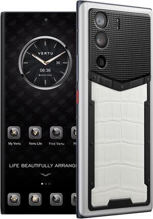 VERTU  METAVERTU Web3 Cell Phone 5G Unlocked Smartphone with Vshot NFT 64MP Camera 12G RAM + 512G ROM +10T IPFS Storage Dual Sim Alligator Leather Craft Creamy White
