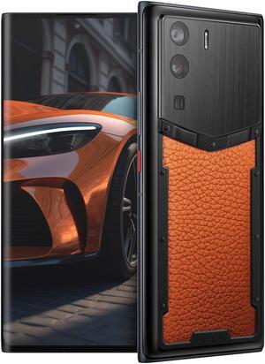Vertu METAVERTU Calf Leather Web3 Cell Phone Smartphone 5G Unlocked with Dual Nano Sim 64MP Camera 12G RAM + 512 ROM + 10T IPFS Storage Craft Dawning Orange