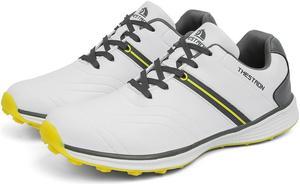 QZ-iTry Golf Shoes Non-Slip and Wear-Resistant for Enhanced Traction and Durability White Yellow 8.5