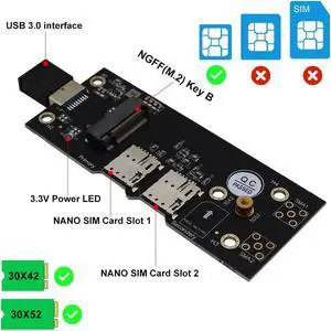 T.F.SKYWINDINTL NGFF M.2 Key B to USB 3.0 Adapter Expansion Card with SIM 8pin Card Slot for WWAN/LTE 3G/4G/5G Module Support 3042/3052 M.2 SSD