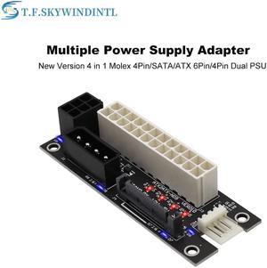 Dual PSU Power Adapter ATX 24Pin to Molex 4Pin/SATA/6Pin Power Supply Board Sync Extender Cable Add2psu for Graphics Card Mining