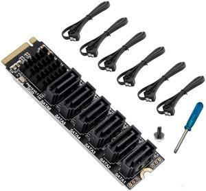 NGFF NVME M-Key PCI Express to SATA 3.0 6Gbps 6 Ports Adapter Converter Hard Drive Extension Card