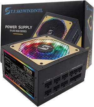 600W Power Supply RGB Fully Modular ATX Gaming PSU Full Voltage 90-265V Active PFC with FDB Fan Multiple ARGB Light Modes for Desktop PC Server