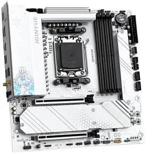 JGINYUE B650E Snow Dream AM5 AMD Ryzen9000/ 8000/ 7000 Desktop Processor Micro ATX Motherboard 3*M.2 4*DDR5 192GB WiFi-6E PCIe 5.0 2.5G Lan USB3.2 Type-C 10Gbps JGINYUE B650E Snow Dream AM5 AMD Ryzen9000/ 8000/ 7000 Desktop Processor Micro ATX Motherboard 3*M.2 4*DDR5 192GB WiFi-6E PCIe 5.0 2.5G Lan USB3.2 Type-C 10Gbps