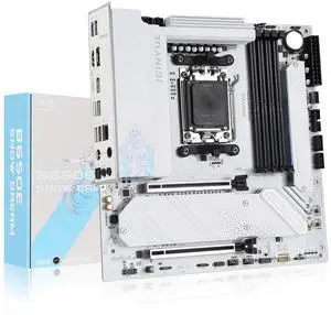 JGINYUE B650E Snow Dream AM5 AMD Ryzen9000/ 8000/ 7000 Desktop Processor Micro ATX Motherboard 3*M.2 4*DDR5 192GB WiFi-6E PCIe 5.0 2.5G Lan USB3.2 Type-C 10Gbps