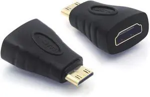 BUCIER 2-Pack HDMI Adapter, Gold Plated 4K Mini HDMI Male to Female for Raspberry Pi, DSLR, Camcorder