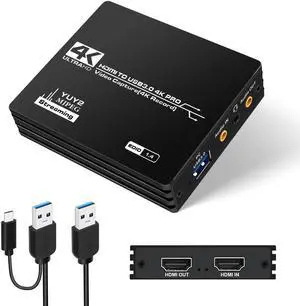 BUCIER Upgraded Capture Card for Streaming and Record in 4K, HDMI to USB 3.0 Video Capture Device, Game Capture Card with Microphone 4K HDMI Loop-Out for Nintendo Switch PS4/5/OBS/Camera/PC