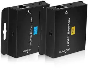 BUCIER 196ft/60m HDMI Extender Over Cat 5e/6/7, 1080P HDMI Ethernet Extender Balun Adapter with Single POC Power Supply, Support 3D, EDID, Deep Color, Compatible with DVD, Fire Stick, Roku, PS5