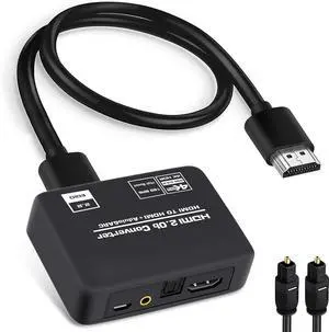 BUCIER 4K@60Hz HDMI 2.0b Audio Extractor Converter Adapter Splitter, HDMI ARC + Optical Toslink SPDIF + 3.5mm Stereo Audio Out, Support HDCP2.2 Digital PCM DTS 5.1, (Optical/HDMI Cables Included)