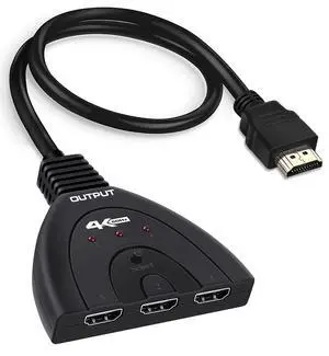 BUCIER 4K@60Hz HDMI Switch 3 Port,  4K HDMI Switcher Splitter Box 3 in 1 Out, 3X1HDM Switch Selector with Pigtail Cable, Support 3D, HDCP 2.2, HDR 10, Monitor Switch for Fire Stick, PS5, Xbox, PC