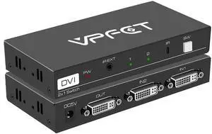 BUCIER DVI Switch 2 in 1 Out 4K Port Switcher Selector for PC Laptop DVR Projector HDTV Devices HDCP