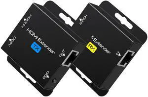 BUCIER HDMI Extender Over Single Cat6 Ethernet up to 200Ft Repeater Balun Transmitter Receiver Power on Cat Support Full 1080p 3D HDCP EDID Copy from Displays