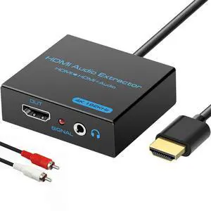 BUCIER HDMI Audio Extractor Splitter 4K 3.5mm Adapter Converter with AUX RCA L or R Stereo Output Support 1080P 3D Compatable for PS4 Fire Stick Blu Ray Player etc