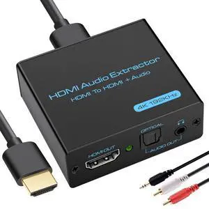BUCIER HDMI Audio Extractor 4K HDMI to Optical 3.5mm AUX Audio Adapter Splitter Converter Support HDCP Digital DTS 5.1 PCM