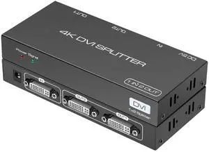 BUCIER DVI Splitter 1 in 2 Out 2 Port DVI Dual Monitors Distribution Duplicator Video Splitter Support EDID Management Resolution up to 4K30Hz for PC Laptop DVR Projector HDTV
