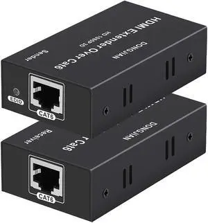 BUCIER HDMI Extender 196ft HDMI Over Single Cat5E/6/7 HDMI Repeater HDMI Balun Sender Transmitter Receiver Support 1080p 3D HDMI 1.4a HDCP EDID