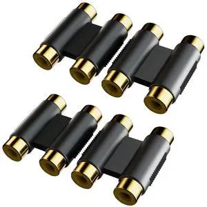BUCIER RCA Coupler, Female to Female Interconnect Adapter, Gold Plated Housing for Amplifier, Subwoofer, Mixer (2 Pack)