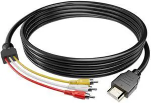 BUCIER HDMI to RCA Cable, 1080P 5ft/1.5m Male to Male 3RCA Component AV Adapter Cable One-Way Transmission from HDMI to RCA M/M Connector Transmitter for TV HDTV (NO Signal Conversion Function)