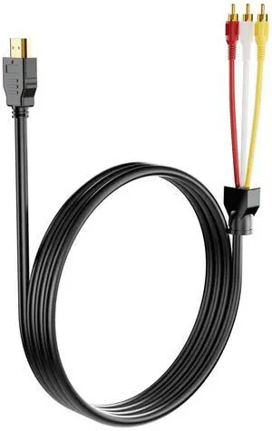 BUCIER HDMI to RCA Converter, 1080P 5ft HDMI Male Goldplated to 3-RCA Video Audio AV Cable Connector Adapter Transmitter for TV HDTV DVD(NO Signal Conversion Function)