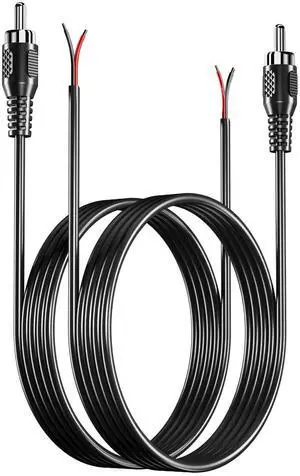 BUCIER RCA to Speaker Wire Adapter, Speaker Bare Wire Cables to RCA Plugs Adapter Repair Speake Cord for Speakers Amplifier Audio Video AV Receivers 2 Pack 20AWG 6.6 ft
