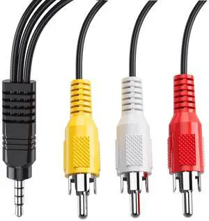 BUCIER Av Cable,Camcorder Av Cable, 3.5mm to RCA Camcorder AV Audio Video Output Cable for TV,Camcorder,Smartphones,MP3, Tablets,Speakers,Home Theater - 5ft
