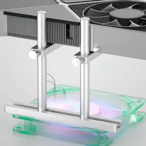 BUCIER Graphics Card GPU Support Bracket: Adjustable Aluminum GPU Sag Bracket Video Card GPU Stand Holder Graphics Card Support with Dual Stand (Silver 128mm)