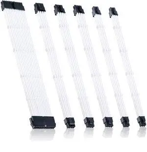 BUCIER Braided ATX Sleeved Cable Extension Kit for Power Supply Cable Kit, PSU Connectors, 24 Pin, 8 Pin, 6 Pin 4 + 4 Pin, 6 Pack, with Cable Comb 24 Pieces Set 24-Pin, 8-Pin, 6-Pin