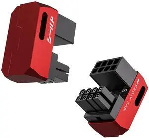 Shield Series 8-Pin PCIe GPU Power Adapter,180-Degree U-Turn Angled Connector, Aluminum Design for Graphics Cards  Standard Type,Red-2 Pack