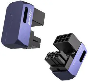 Shield Series 8-Pin PCIe GPU Power Adapter,180-Degree U-Turn Angled Connector, Aluminum Design for Graphics Cards  Standard Type,Purple-2 Pack