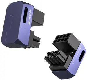 Shield Series 8-Pin PCIe GPU Power Adapter,180-Degree U-Turn Angled Connector, Aluminum Design for Graphics Cards  Reverse Type,Purple-2 Pack