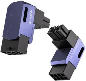 Shield Series 8-Pin PCIe GPU Power Adapter,90-Degree Angled Connector, Aluminum Design for Graphics Cards  Standard Type,Purple-2 Pack